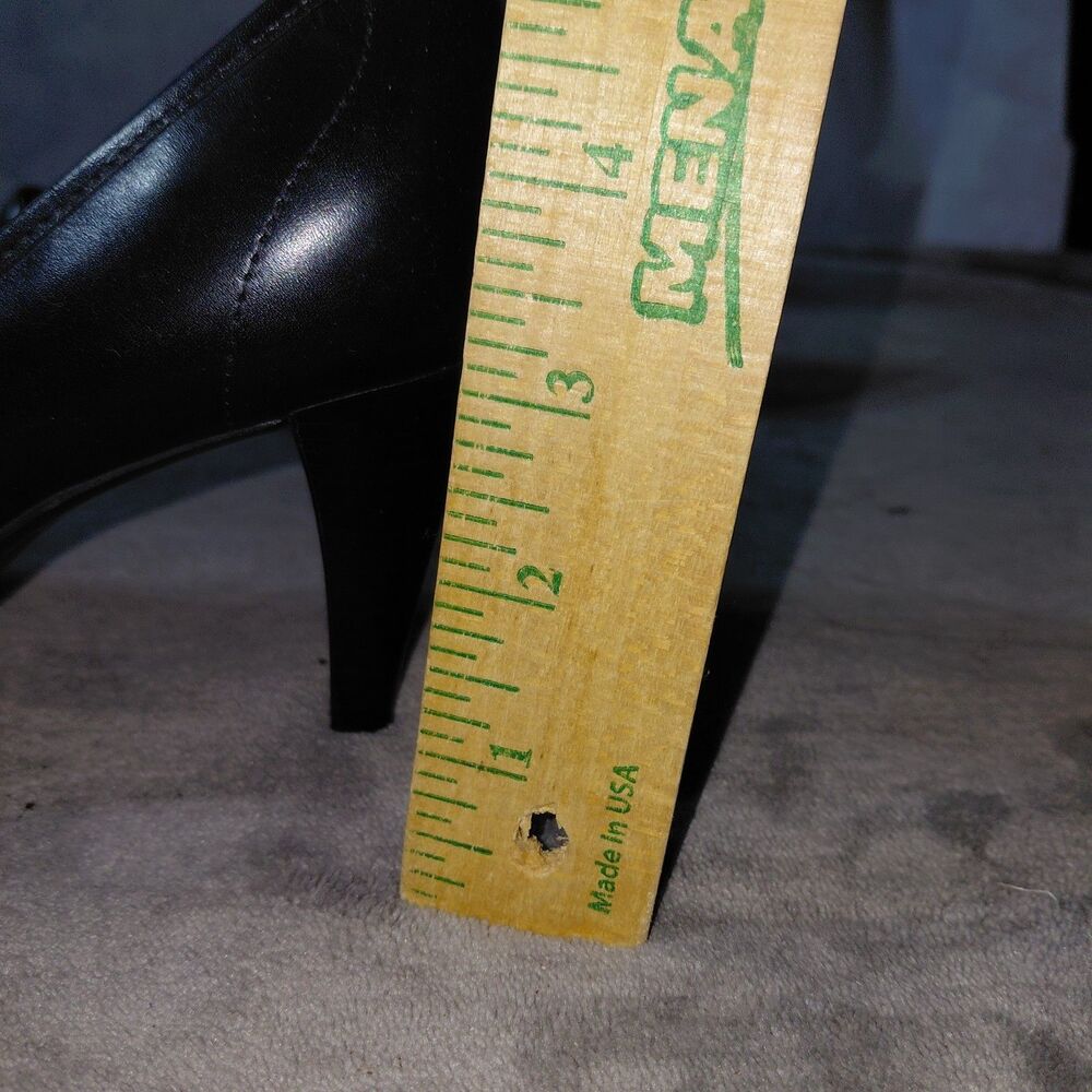 Franco Sarto Pump Heel Womens 8M Black Leather Pointed Toe High Stiletto Buckle - Picture 13 of 14
